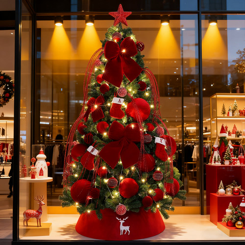 新款圣诞树加密发光红色大摆件