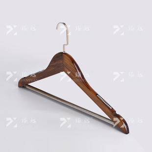 臻远ZY-LYJ-35实木衣架展示挂衣架子防滑木头衣架灰色胶带