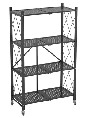 臻远 折叠置物架四层 D360*W720*H1250 (黑色) 承重：150斤