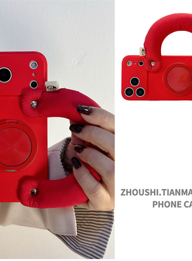 2025新款红色手提腕带适用vivox200s手机壳x300pro支架x100女x90高级感s30/s20/s19/s18/s17全包y500保护套潮