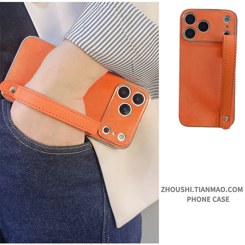 爱马仕橙色腕带秋冬皮纹适用荣耀400pro手机壳300/200/100防摔90gt高级感magic8/7女简约80新款70/x60保护套