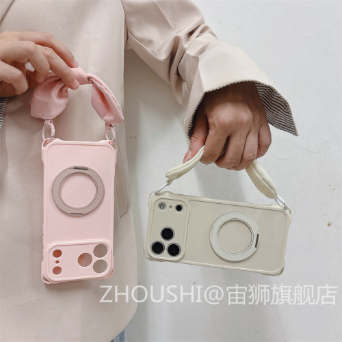 可旋转支架四角挂绳适用华为pura70pro手机壳mate70/60pro软p80新款p60女mate50保护套nova14蝴蝶结挂绳小众