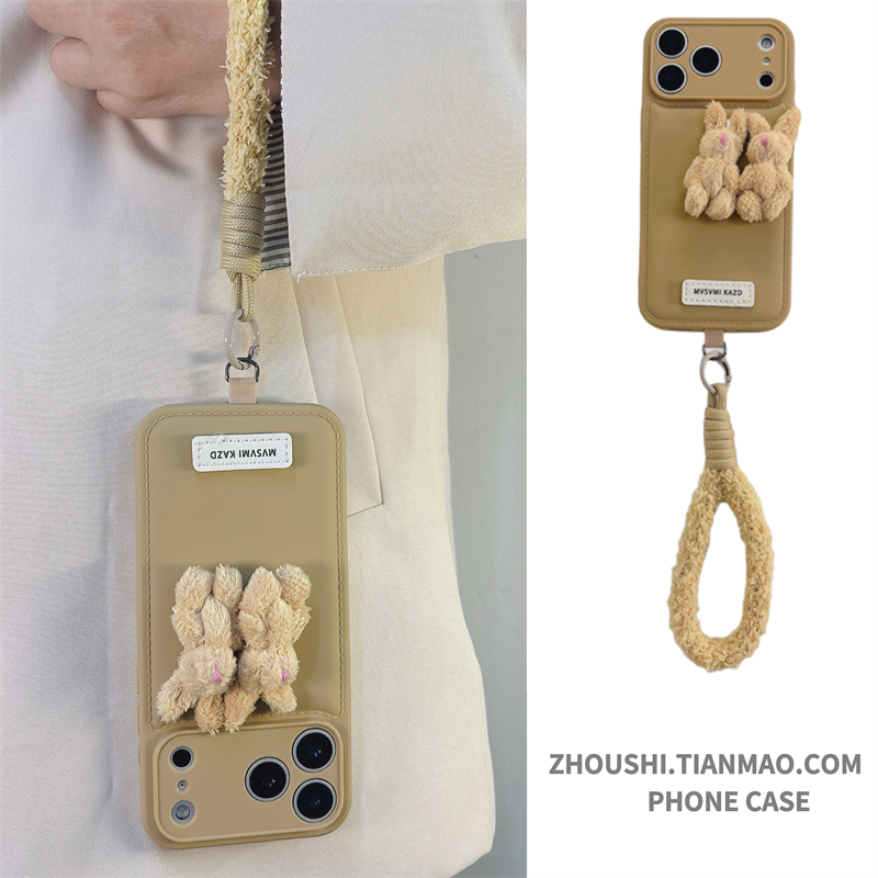 秋冬卡其毛绒立体小熊适用opporeno14手机壳reno13/12/11pro软reno10女findx9/8高级感A6硅胶A5/A3保护套新款