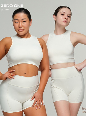 COZY FIT 轻运动显瘦骨白色瑜伽健身户外短裤抗菌打底裤冰感高弹