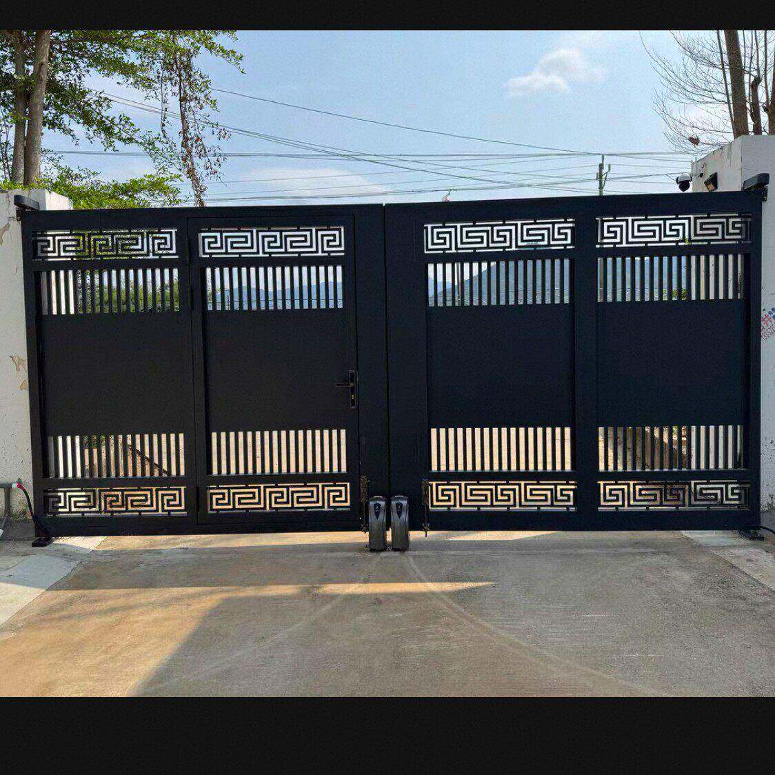 铁艺大门庭院门欧式家用电动别墅门农村院子围墙对开门户外大铁门