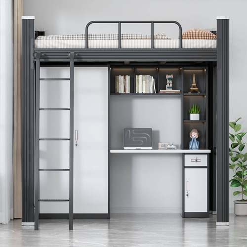 公寓床型材床上床下桌组合床大学生寝室高架床员工宿舍爬梯连体床