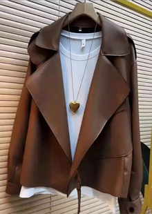 显瘦韩版 宽松时尚 机车皮夹克外套 气质休闲皮衣女短款 2025春秋新款