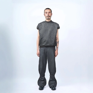 25S新款 ETHEREAL 罗纹收口水洗做旧皮质肌理感背心坎肩 Withou