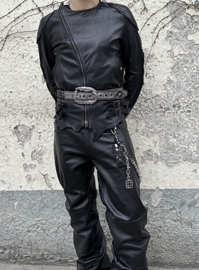 Without Me/手工vintage风格铁十字牛皮打火机套钥匙扣裤链配饰潮