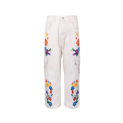 立体剪裁美式休闲直筒阔腿牛仔裤