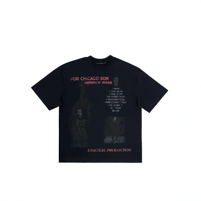 做旧复古朋克印花中性T恤短袖