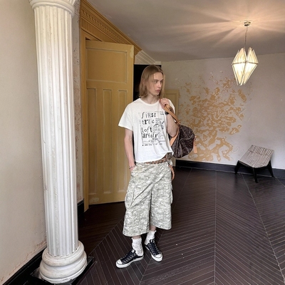 迷彩多兜baggy版型七分八分中裤