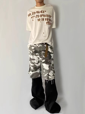喇叭解构拼接迷彩裤VAJAVU24SS
