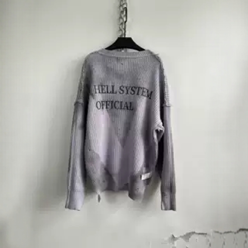 做旧印花反面设计喷墨针织毛衣