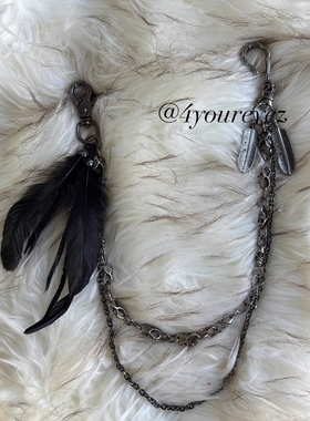 Without Me/裤链手工原创视觉系羽毛暗黑先锋裤链挂件骷髅