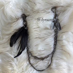 Without Me/裤链手工原创视觉系羽毛暗黑先锋裤链挂件骷髅