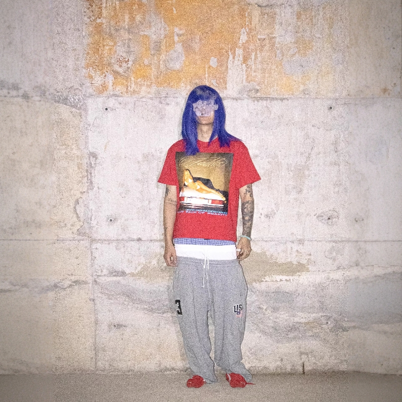 boxy版型红色宽松数码胶印短袖