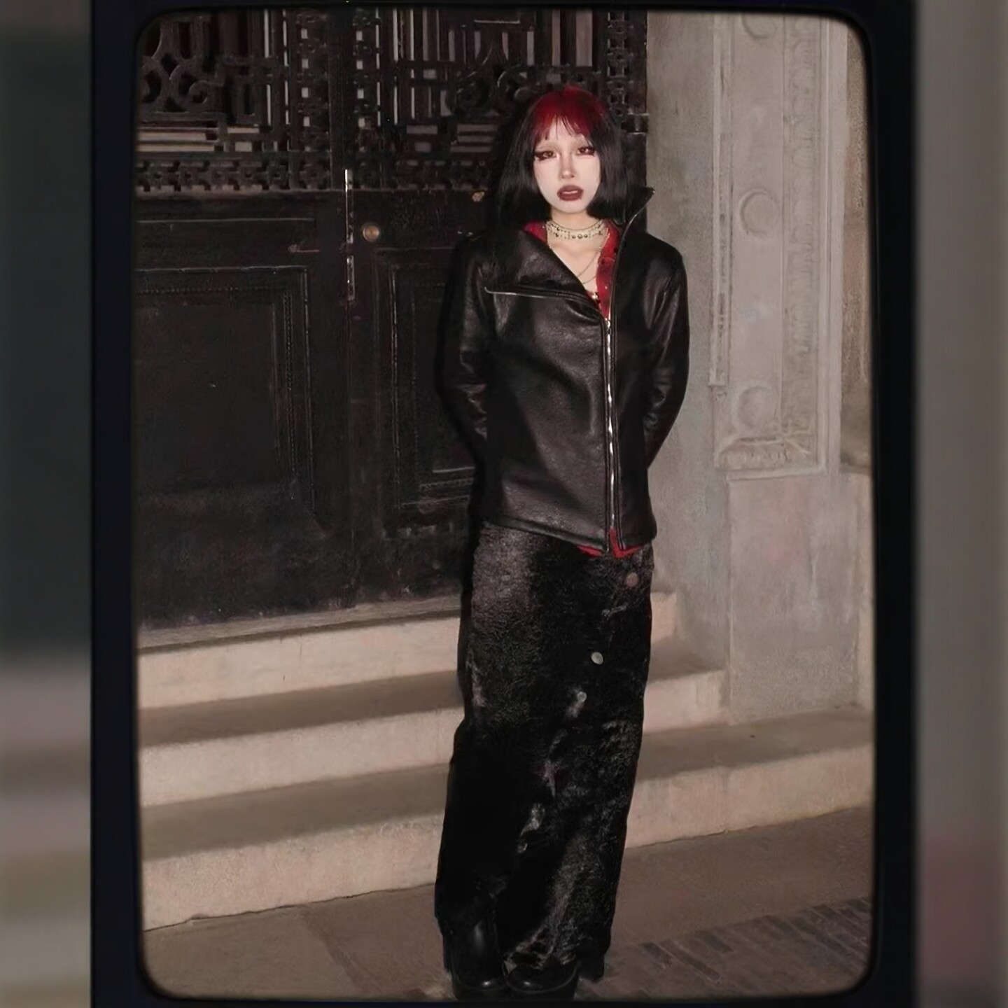 「Without Me」现货.SexySmell电子朋克 自然黑色短款皮衣女