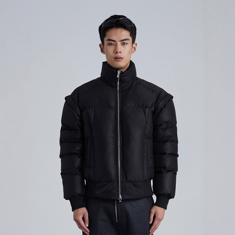 可拆卸袖子秋冬高克重羽绒服廓形