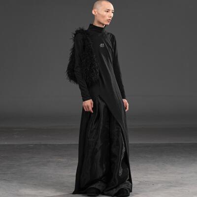 开衩打底体恤小众连衣裙男女