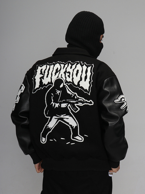 魔术贴棒球服夹克男女重磅宽松