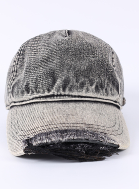 Without Me/ZOZOKILLA-水洗破坏设计黑色牛仔鸭舌帽美式刺绣帽子