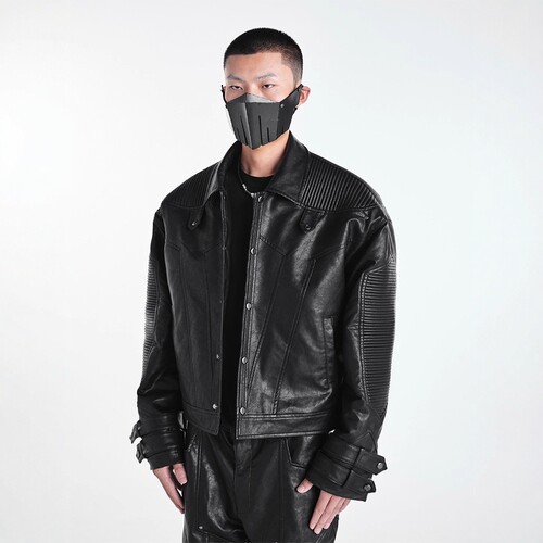 先锋高腰廓形机车夹克棉服外套