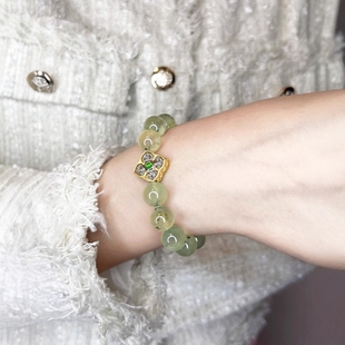 WithoutMe/COMPLETE99绿葡萄石天然水晶清透高级感十字花手串手链