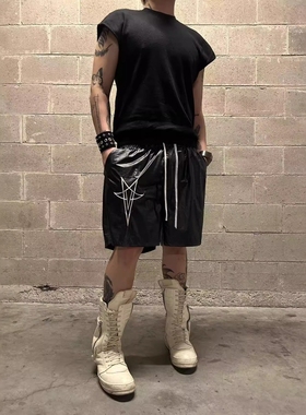 Without Me/ Disark SS24 五芒星刺绣金属尼龙短裤