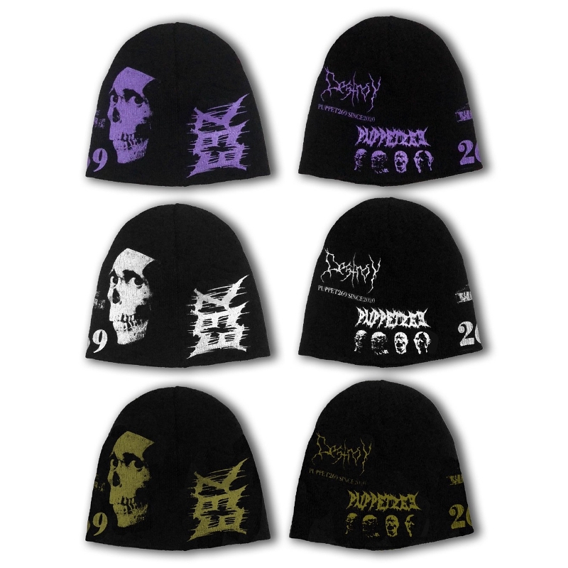 亚y2k骷髅冷帽毛线针织帽