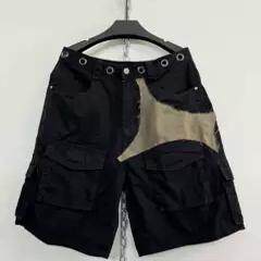 Without Me/1of remake 春夏新品金属扣拼布水洗宽松廓形五分裤