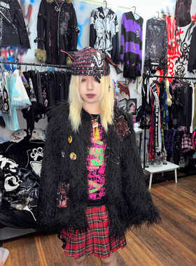 Withou Me/小众设计亚文化别针手工贴布徽章保暖宽松皮草外套朋克