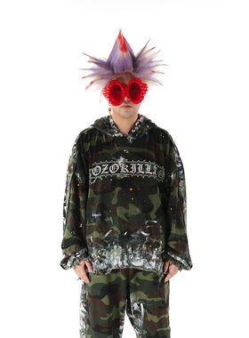 Without Me/ZOZOKILLA迷彩破坏泼墨铆钉连帽卫衣宽松套头街头潮流