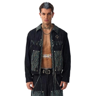 25FW秋冬斜插袋拼接复古风伐木长袖 Without LOSANGE 夹克