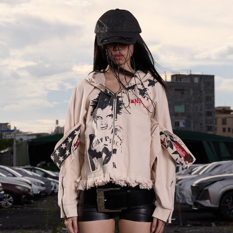 Without Me/DreamBand拉链卫衣休闲连帽短款时尚外套女士美式复古