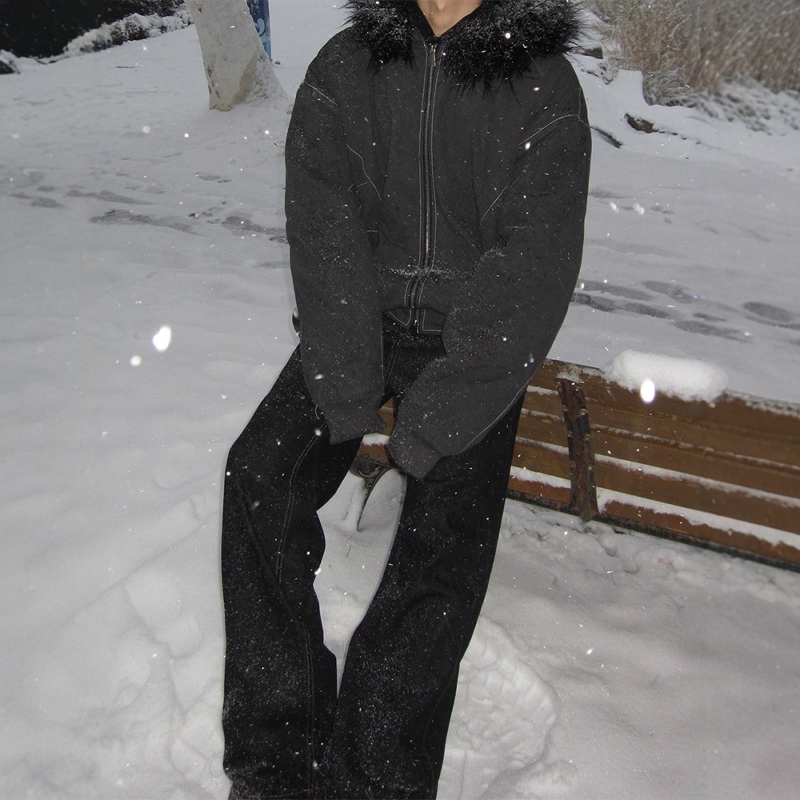 保暖貂毛解构宽松百搭棉服夹克