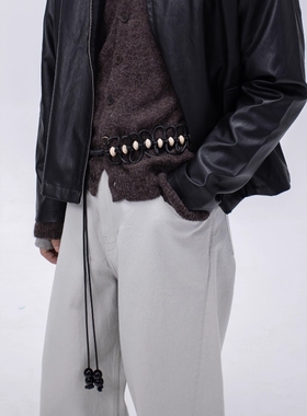 Without Me/Amalga mation复古手作编织串珠黑色多功能腰链裤链