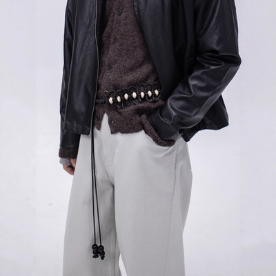 手作编织串珠黑色多功能腰链裤链