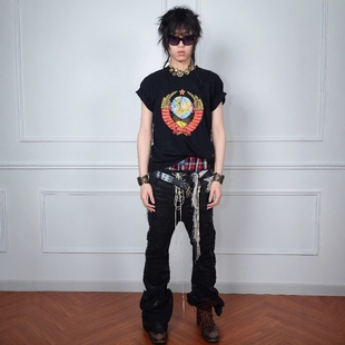 Without Me/PunkFK牛皮三排扣铆钉皮带腰带男女同款