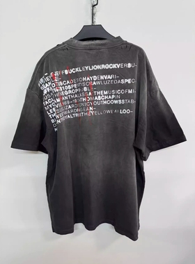 Without Me/Hell System 250g喷染割破叠加宽松印花廓形短袖