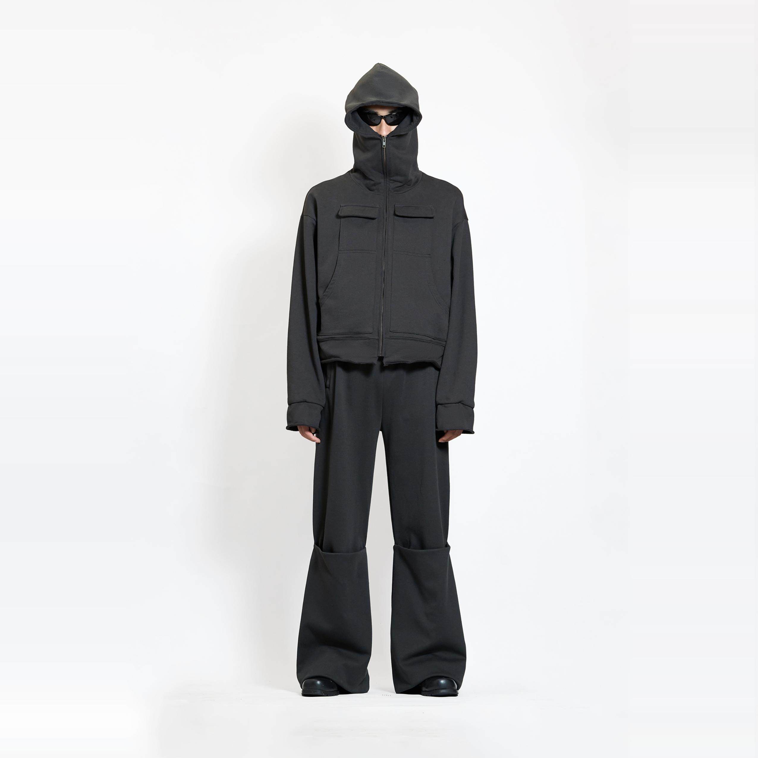 Without Me/ETHEREAL PRODUCTION可调节开衫拉链连帽散边短款卫衣