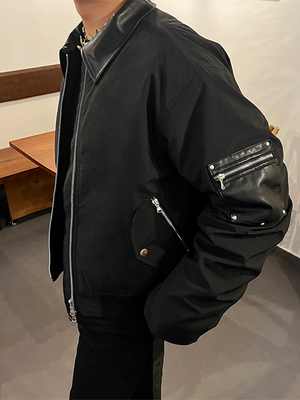 暗夜褶皱夹克棉服短款棒球服男女