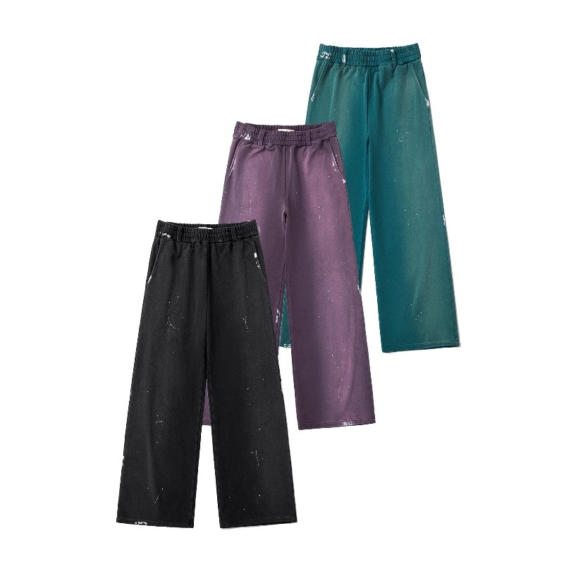 纯棉500g多色泼墨baggy卫裤