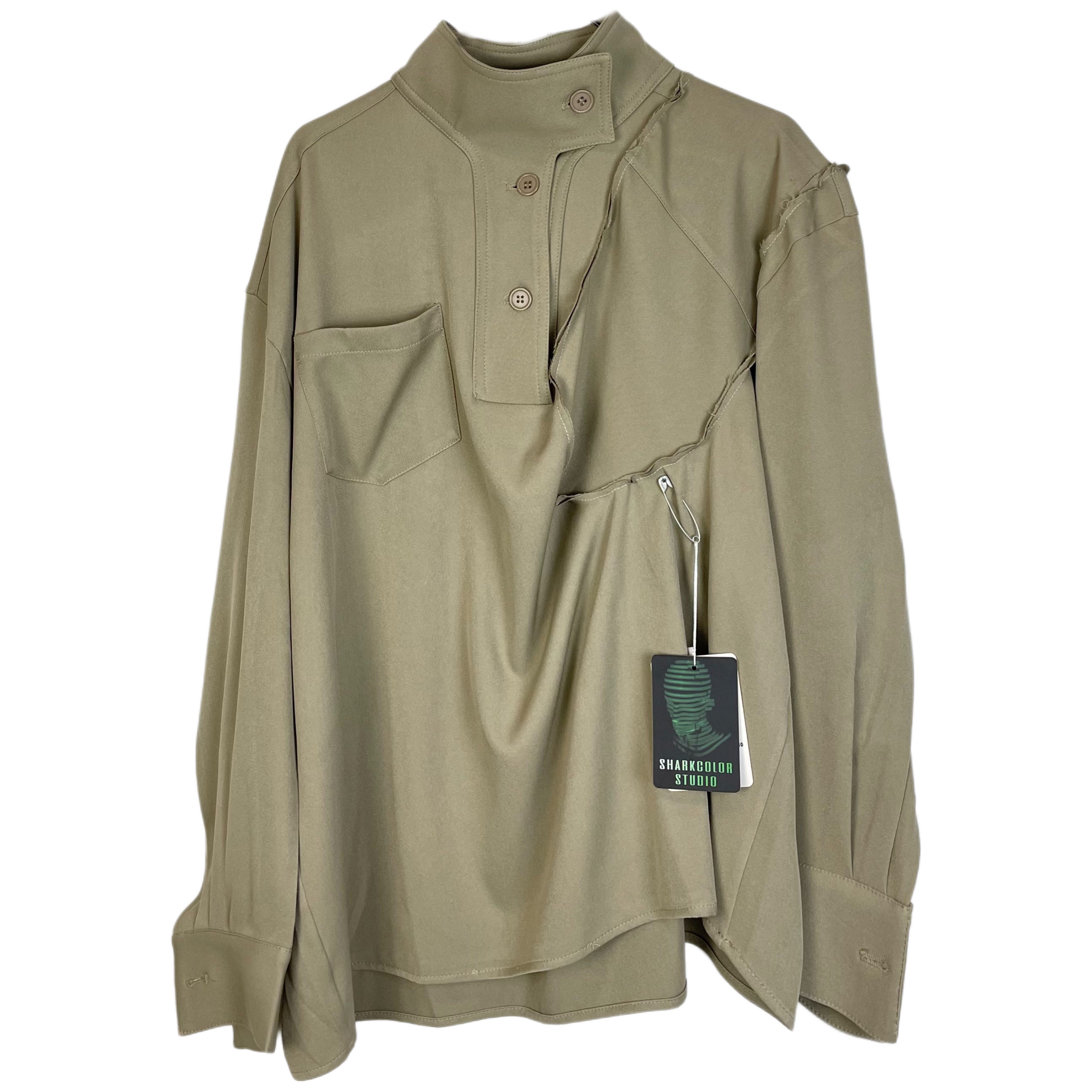 Without Me/小众不对称设计外套宽松工装通勤小高领衬衣衬衫男女