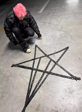 Without Me/Disark 25SS 暗黑先锋黑色褶皱肌理羊皮腰带