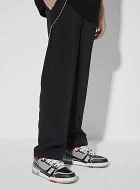 Without ME/黑色垂感直筒阔腿裤宽松西裤百搭男女休闲Needless