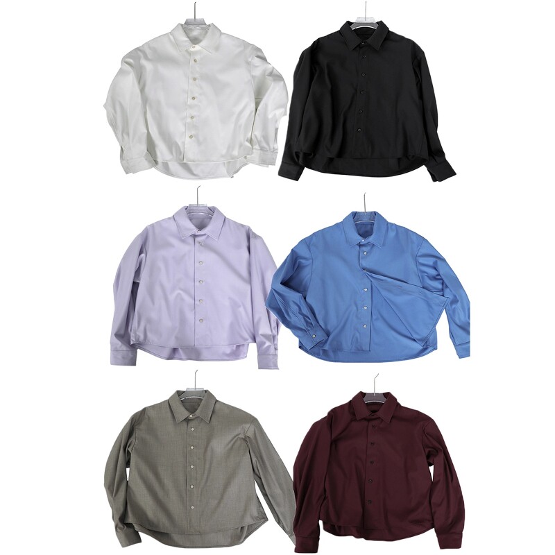 混纺火烧果实扣翻领长袖六色衬衫