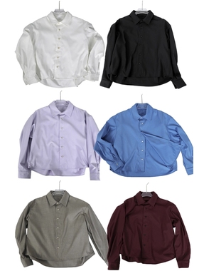 Without Me/Xentric 竹浆纤维TR混纺火烧果实扣翻领长袖六色衬衫