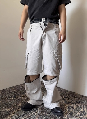 Without Me/Xentric 二合一可拆卸短裤水洗工装立体口袋阔腿长裤