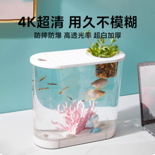 桌面鱼缸小型家用客厅超白塑料迷你生态造景亚克力网红养金鱼新款